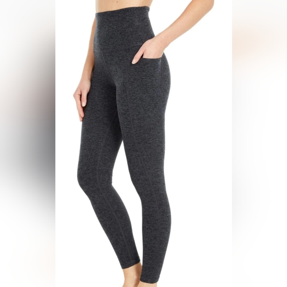 Beyond Yoga Spacedye Out Of Pocket High Waisted Midi Leggings Black Charcoal  L